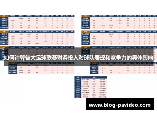 如何计算各大足球联赛财务投入对球队表现和竞争力的具体影响